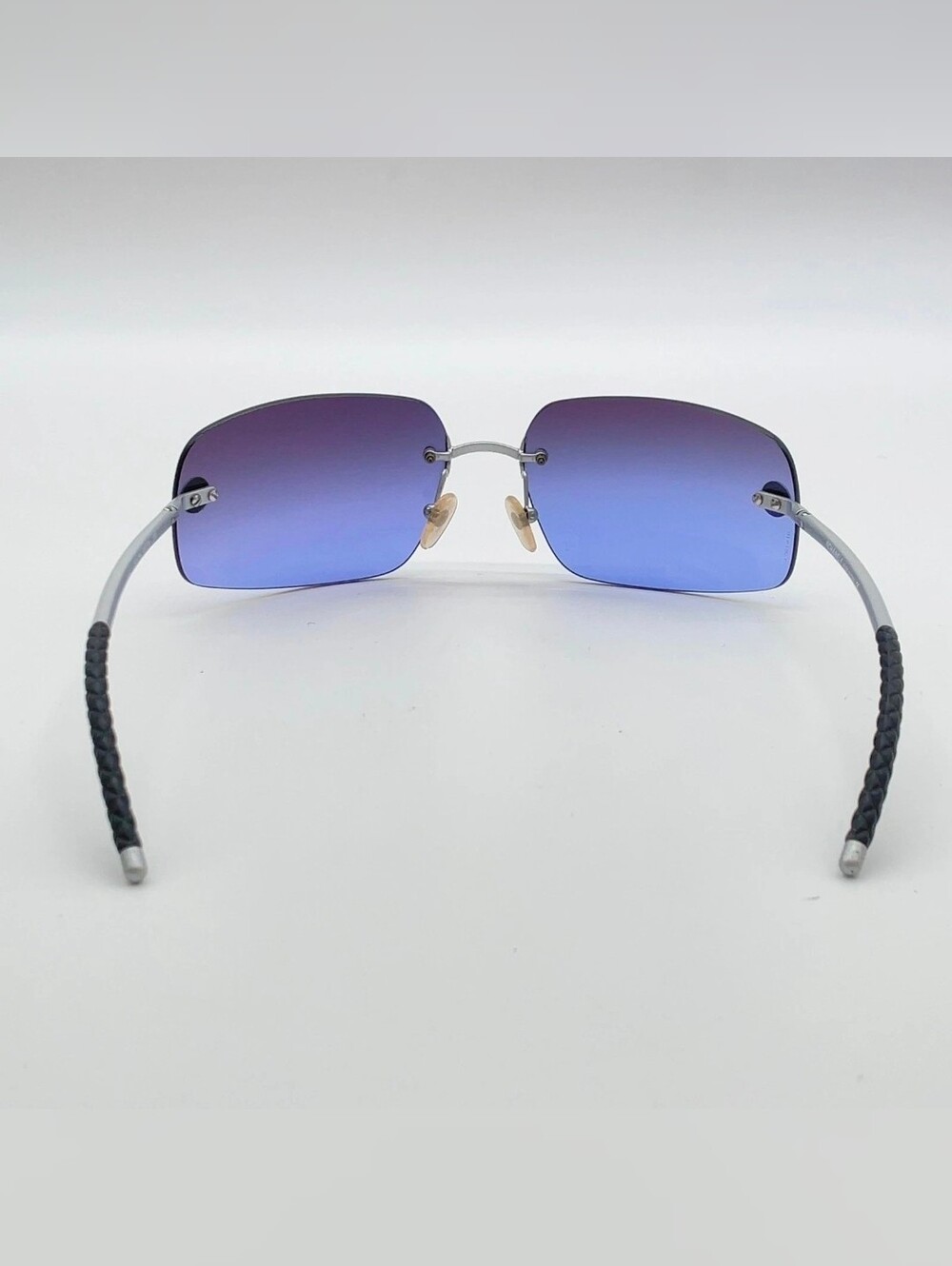 CHANEL Y2K Rimless Blue Gradient Rhinestone CC Mark Sunglasses Wbox - Picture 10 of 16